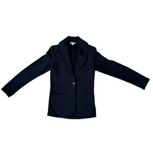 James‎ Perse Black Cotton Stretch Blazer Jacket Size 3 (L) One Button Pockets